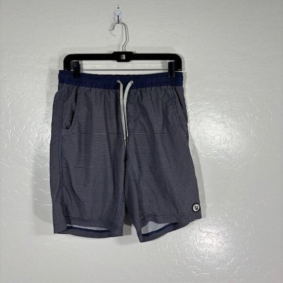 Vuori Shorts Mens Small Blue Striped Athletic Drawstring Pocket Performance Logo - Picture 1 of 7